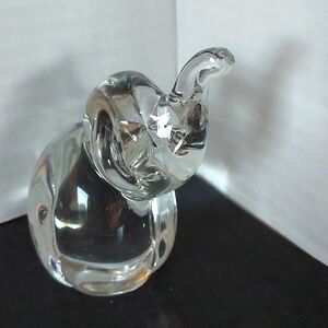 Vintage Hand-blown Clear Glass Elephant